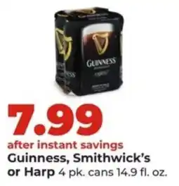 Hy-Vee Guinness, Smithwick's or Harp offer