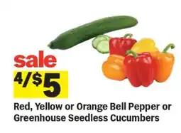 Meijer Red, Yellow or Orange Bell Pepper or Greenhouse Seedless Cucumbers offer