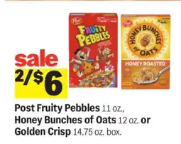 Meijer Post Fruity Pebbles, Honey Bunches of Oats, or Golden Crisp offer