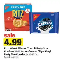 Meijer Ritz, Wheat Thins or Triscuit Party Size Crackers / Oreo or Chips Ahoy! Party Size Cookies offer