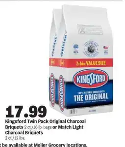 Meijer Kingsford Twin Pack Original Charcoal Briquets offer