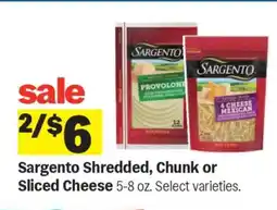 Meijer Sargento Shredded, Chunk or Sliced Cheese offer