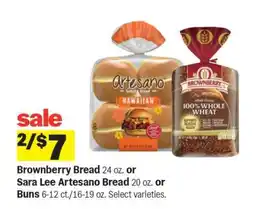 Meijer Brownberry Bread or Sara Lee Artesano Bread or Buns offer