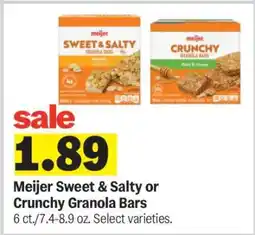 Meijer Meijer Sweet & Salty or Crunchy Granola Bars offer
