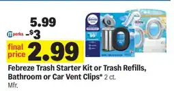 Meijer Febreze Trash Starter Kit or Trash Refills, Bathroom or Car Vent Clips offer