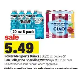 Meijer Powerade Sports Drinks or San Pellegrino Sparkling Water offer