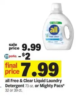 Meijer all Free & Clear Liquid Laundry Detergent offer