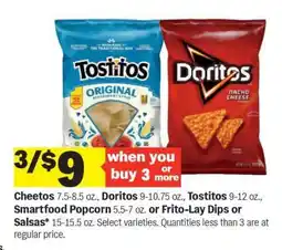 Meijer Cheetos, Doritos, Tostitos, Smartfood Popcorn, Frito-Lay Dips or Salsas offer
