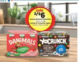Meijer Dannon Danimals Smoothies or Activia or Yo Crunch Yogurt offer