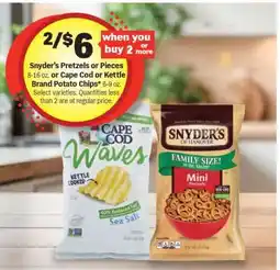 Meijer Snyder's Pretzels or Pieces / Cape Cod or Kettle Brand Potato Chips offer