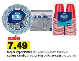 Meijer Meijer Paper Plates, Cutlery Combo, or Plastic Party Cups offer