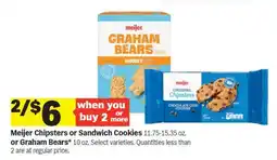 Meijer Meijer Chipsters or Sandwich Cookies or Graham Bears offer