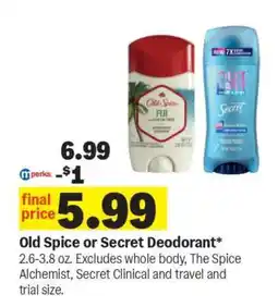 Meijer Old Spice or Secret Deodorant offer