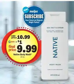 Meijer Native Body Wash offer