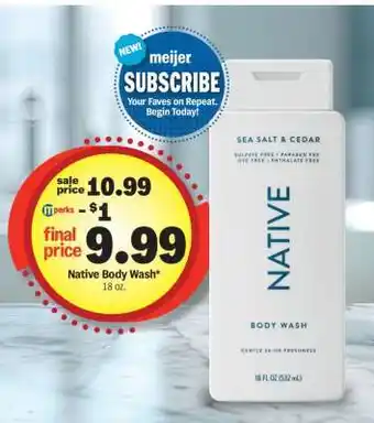 Meijer Native Body Wash offer