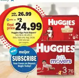Meijer Huggies Giga Pack Diapers offer