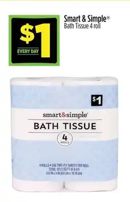 Dollar General Smart & Simple Bath Tissue 4 roll offer