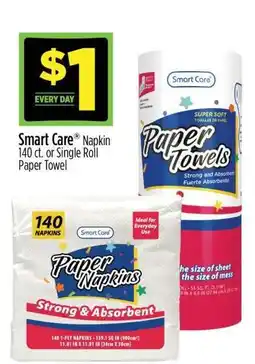 Dollar General Smart Care Napkin 140 ct. or Single Roll Paper Towel offer