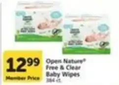Pavilions Open Nature Free & Clear Baby Wipes offer