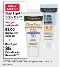 CVS Neutrogena sun care or sunless offer