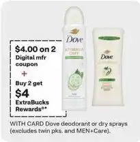 CVS Dove deodorant or dry sprays offer