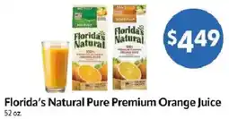 Homeland Market Florida's Natural Pure Premium Orange Juice offer