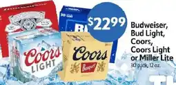 Homeland Market Budweiser, Bud Light, Coors, Coors Light or Miller Lite offer