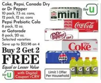 Pavilions Coke, Pepsi, Canada Dry or Dr Pepper offer