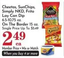 Pavilions Cheetos, SunChips, Simply NKD, Frito Lay Can Dip offer