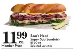 Pavilions Boar's Head Super Sub Sandwich offer