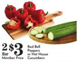 Pavilions Red Bell Peppers or Hot House Cucumbers offer