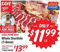 Rouses Usda prime beef whole shortloin (t-bone) offer