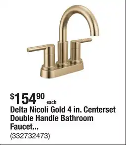 The Home Depot Delta Nicoli Gold 4 in. Centerset Double Handle Bathroom Faucet in Champagne Bronze offer