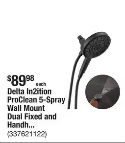 The Home Depot Delta In2ition ProClean 5-Spray Wall Mount Dual Fixed and Handheld Shower Head in Matte Black offer