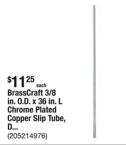 The Home Depot BrassCraft 3/8 in. O.D. x 36 in. L Chrome Plated Copper Slip Tube, Dead Soft offer