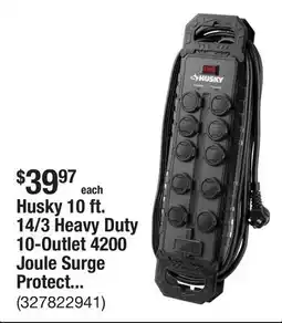 The Home Depot Husky 10 ft. 14/3 Heavy Duty 10-Outlet 4200 Joule Surge Protector with USB-A and USB-C ports, Black offer
