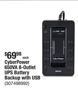 The Home Depot CyberPower 650VA 8-Outlet UPS Battery Backup with USB offer