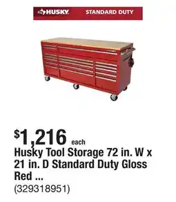 The Home Depot Husky Tool Storage 72 in. W x 21 in. D Standard Duty Gloss Red Mobile Workbench Tool Chest offer
