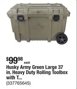 The Home Depot Husky Army Green Large 37 in. Heavy Duty Rolling Toolbox with Tool Tray and Keyed Lock offer