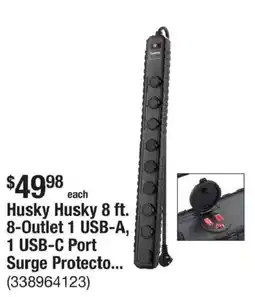 The Home Depot Husky 8-Outlet 1 USB-A, 1 USB-C Port Surge Protector offer