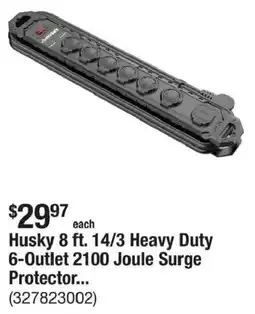 The Home Depot Husky 8 ft. 14/3 Heavy Duty 6-Outlet 2100 Joule Surge Protector offer