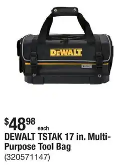 The Home Depot DeWalt Tstak 17 in. Multi-Purpose Tool Bag offer