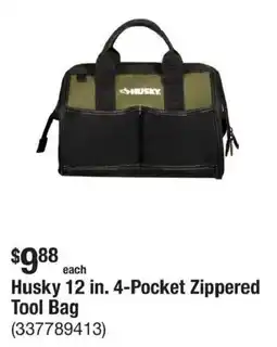 The Home Depot Husky 12 in. 4-Pocket Zippered Tool Bag offer