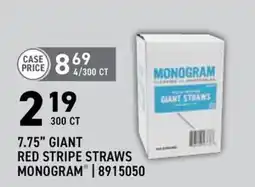 US Foods Chef's Store Monogram giant red stripes straws offer
