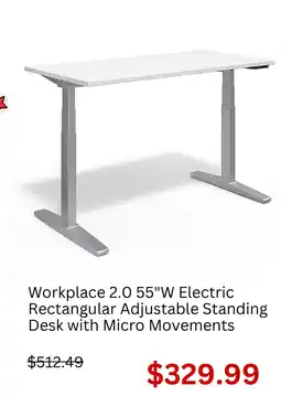 Staples Workplace 2.0 electric rectangular adjustable standing desk with micro movements offer