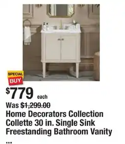 The Home Depot Home Decorators Collection Collette 30 in. Single Sink Freestanding Bathroom Vanity offer