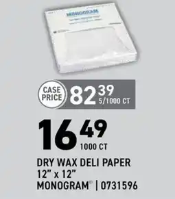 US Foods Chef's Store Monogram dry wax deli paper offer