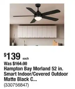 The Home Depot Hampton Bay Morland 52 in. Smart Indoor/Covered Outdoor Matte Black C... offer