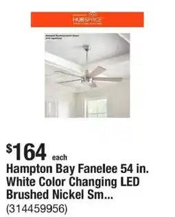 The Home Depot Hampton Bay Fanelee 54 in. White Color Changing LED Brushed Nickel Sm... offer