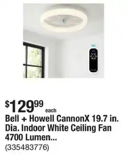 The Home Depot Bell + Howell CannonX indoor white ceiling fan offer